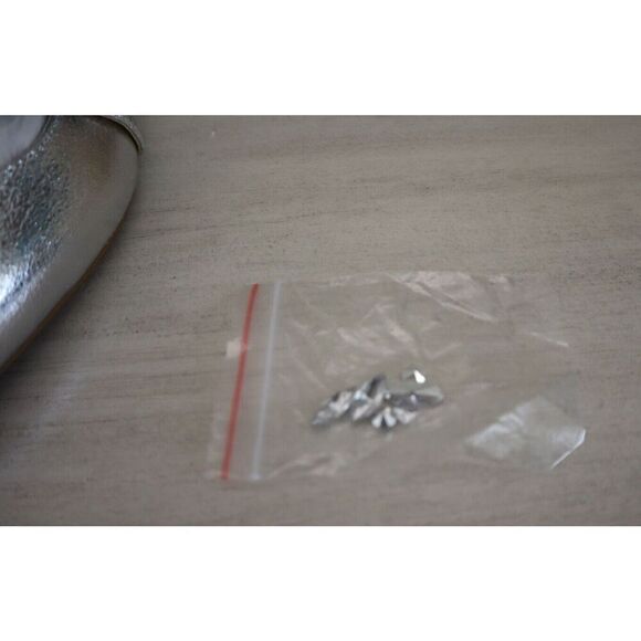 Jewel Badgley Mischka Women Sz 8.5 Silver Bambi Pointed Toe Slingback Flats - Picture 4 of 11